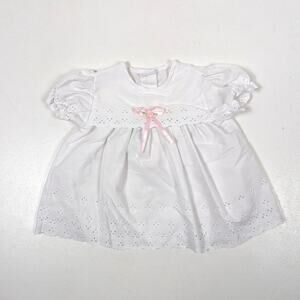 Vtg Alexis Dress Baby Girls Sz 6m White Eyelet Casual Babydoll Party Wedding